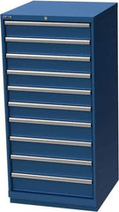 LISTA - 10 Drawer, Modular Storage Cabinet - Steel, 28-1/4" Wide x 28-1/2" Deep x 59-1/2" High, Blue - USA Tool & Supply