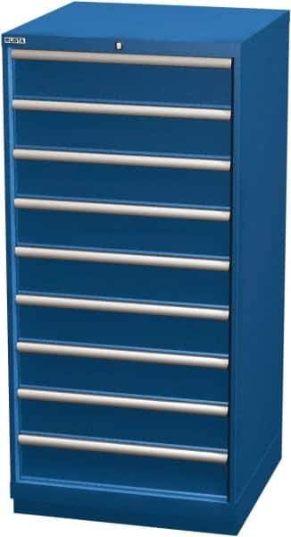 LISTA - 9 Drawer, Modular Storage Cabinet - Steel, 28-1/4" Wide x 28-1/2" Deep x 59-1/2" High, Blue - USA Tool & Supply