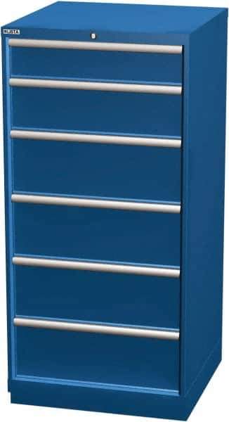 LISTA - 6 Drawer, Modular Storage Cabinet - Steel, 28-1/4" Wide x 28-1/2" Deep x 59-1/2" High, Blue - USA Tool & Supply