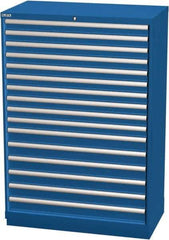 LISTA - 16 Drawer, Modular Storage Cabinet - Steel, 40-1/4" Wide x 22-1/2" Deep x 59-1/2" High, Blue - USA Tool & Supply