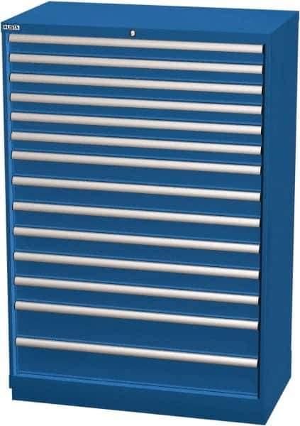 LISTA - 14 Drawer, Modular Storage Cabinet - Steel, 40-1/4" Wide x 22-1/2" Deep x 59-1/2" High, Blue - USA Tool & Supply