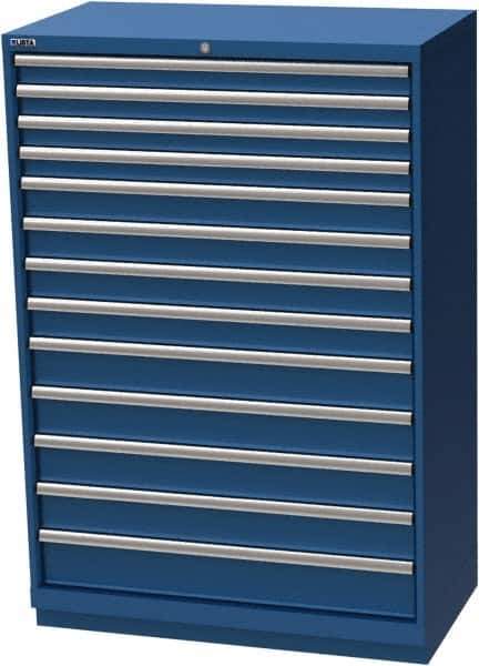 LISTA - 13 Drawer, Modular Storage Cabinet - Steel, 40-1/4" Wide x 22-1/2" Deep x 59-1/2" High, Blue - USA Tool & Supply