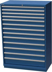 LISTA - 13 Drawer, Modular Storage Cabinet - Steel, 40-1/4" Wide x 22-1/2" Deep x 59-1/2" High, Blue - USA Tool & Supply
