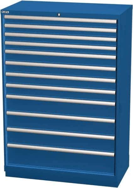 LISTA - 12 Drawer, Modular Storage Cabinet - Steel, 40-1/4" Wide x 22-1/2" Deep x 59-1/2" High, Blue - USA Tool & Supply