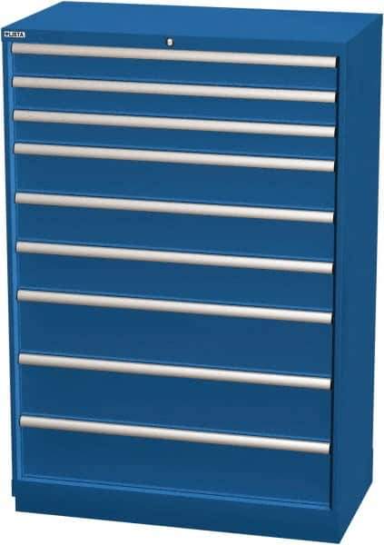 LISTA - 9 Drawer, Modular Storage Cabinet - Steel, 40-1/4" Wide x 22-1/2" Deep x 59-1/2" High, Blue - USA Tool & Supply