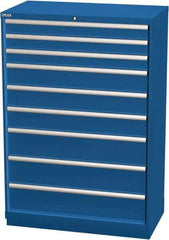 LISTA - 9 Drawer, Modular Storage Cabinet - Steel, 40-1/4" Wide x 22-1/2" Deep x 59-1/2" High, Blue - USA Tool & Supply