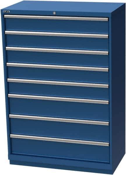 LISTA - 8 Drawer, Modular Storage Cabinet - Steel, 40-1/4" Wide x 22-1/2" Deep x 59-1/2" High, Blue - USA Tool & Supply