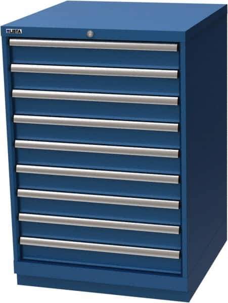 LISTA - 9 Drawer, Modular Storage Cabinet - Steel, 28-1/4" Wide x 28-1/2" Deep x 41-3/4" High, Blue - USA Tool & Supply