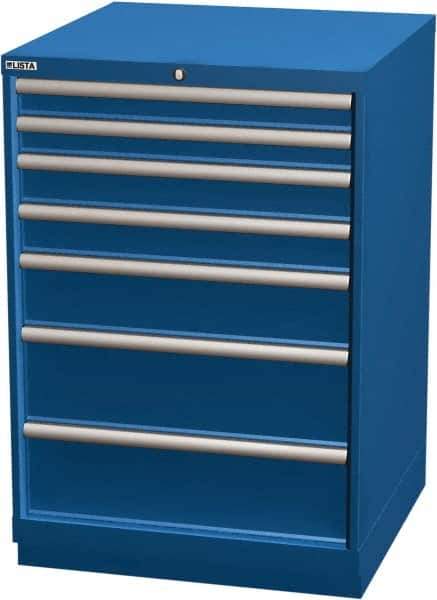 LISTA - 7 Drawer, Modular Storage Cabinet - Steel, 28-1/4" Wide x 28-1/2" Deep x 41-3/4" High, Blue - USA Tool & Supply
