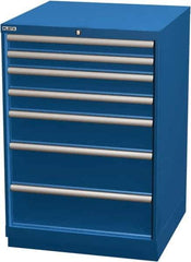 LISTA - 7 Drawer, Modular Storage Cabinet - Steel, 28-1/4" Wide x 28-1/2" Deep x 41-3/4" High, Blue - USA Tool & Supply