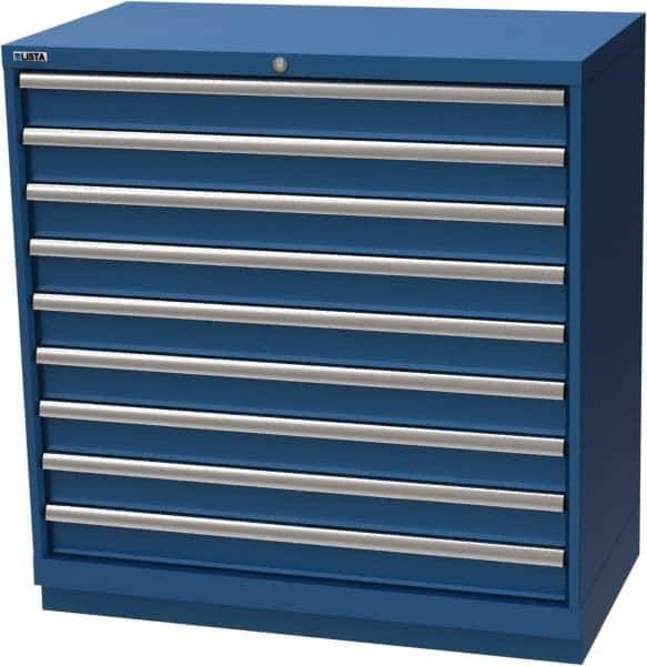 LISTA - 9 Drawer, Modular Storage Cabinet - Steel, 40-1/4" Wide x 22-1/2" Deep x 41-3/4" High, Blue - USA Tool & Supply