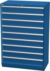 LISTA - 9 Drawer, Modular Storage Cabinet - Steel, 40-1/4" Wide x 22-1/2" Deep x 59-1/2" High, Blue - USA Tool & Supply