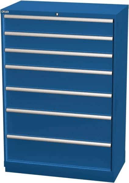 LISTA - 7 Drawer, Modular Storage Cabinet - Steel, 40-1/4" Wide x 22-1/2" Deep x 59-1/2" High, Blue - USA Tool & Supply