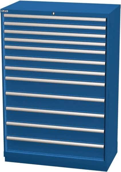 LISTA - 12 Drawer, Modular Storage Cabinet - Steel, 40-1/4" Wide x 22-1/2" Deep x 59-1/2" High, Blue - USA Tool & Supply