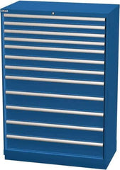 LISTA - 12 Drawer, Modular Storage Cabinet - Steel, 40-1/4" Wide x 22-1/2" Deep x 59-1/2" High, Blue - USA Tool & Supply