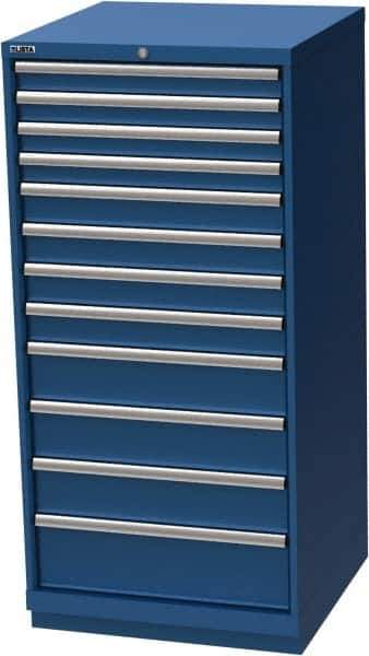 LISTA - 12 Drawer, Modular Storage Cabinet - Steel, 28-1/4" Wide x 28-1/2" Deep x 59-1/2" High, Blue - USA Tool & Supply