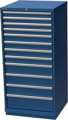 LISTA - 12 Drawer, Modular Storage Cabinet - Steel, 28-1/4" Wide x 28-1/2" Deep x 59-1/2" High, Blue - USA Tool & Supply