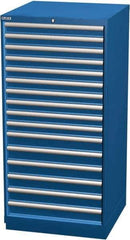 LISTA - 16 Drawer, Modular Storage Cabinet - Steel, 28-1/4" Wide x 28-1/2" Deep x 59-1/2" High, Blue - USA Tool & Supply