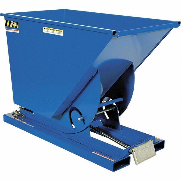 Vestil - 2,000 Lb Load Capacity, 3/4 Cu Yd, Steel Self-Dumping Hopper - 31-11/16" Wide x 61-1/8" Long x 42-11/16" High, Blue - USA Tool & Supply