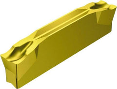 Sandvik Coromant - L123x2G CM 2135 Grade, 0.1181" Cutting Width, Carbide Cutoff Insert - 0° Left Hand Lead Angle, 0.0079" Cnr Rad, TiCN/Al2O3/TiN Coated - USA Tool & Supply