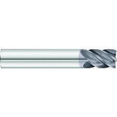 1/2 x 1/2 x 1-1/4 x 3 OAL .090 C/R 5 Flute Carbide End Mill - Round Shank-AlCrN Coated - USA Tool & Supply