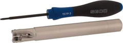 Seco - 5/8" Cut Diam, 0.354" Max Depth of Cut, 5/8" Shank Diam, 5.315" OAL, Indexable Square Shoulder End Mill - XO.X 10T3.. Inserts, Cylindrical Shank, 90° Lead Angle, Through Coolant, Series Turbo 10 - USA Tool & Supply