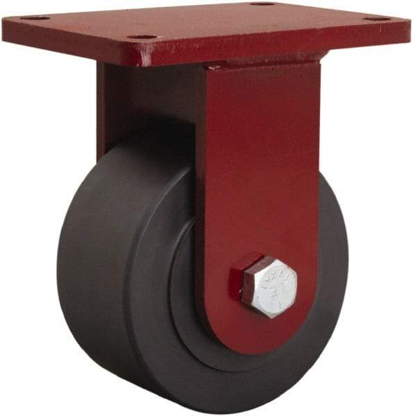 Hamilton - 6" Diam x 3" Wide x 8-1/2" OAH Top Plate Mount Rigid Caster - Nylon, 5,000 Lb Capacity, Sealed Precision Ball Bearing, 5-1/2 x 7-1/2" Plate - USA Tool & Supply