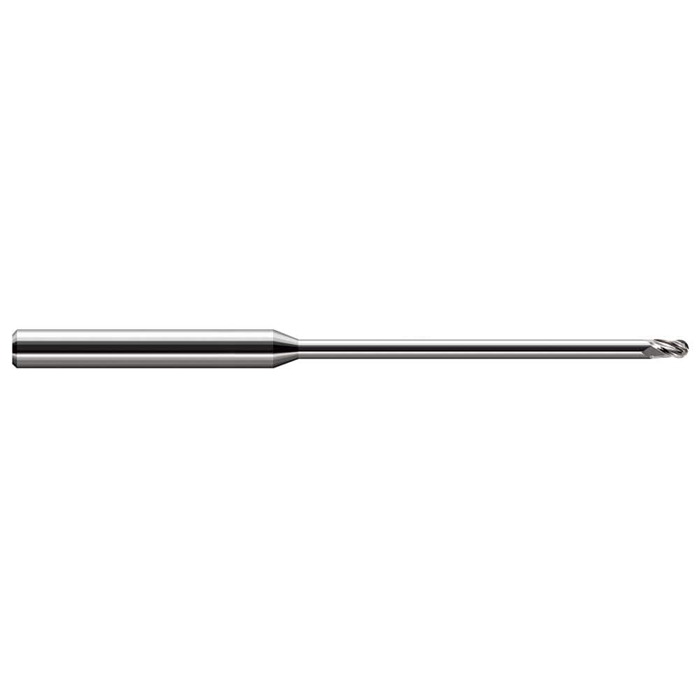 Harvey Tool - Ball End Mills; Mill Diameter (Inch): 1/64 ; Mill Diameter (Decimal Inch): 0.0150 ; Number of Flutes: 3 ; Length of Cut (Decimal Inch): 0.0220 ; Material: Solid Carbide ; Overall Length (Inch): 2-1/2 - Exact Industrial Supply