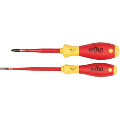 Wiha - 2 Piece Slotted, Phillips & Square Screwdriver Set - Bit Sizes: Philips #2, Comes in Vinyl Pouch - USA Tool & Supply