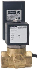 Parker - 3/8" Port, 2 Way, Timer Drain Valve, Brass Solenoid Valve - Normally Closed, FKM Seal - USA Tool & Supply