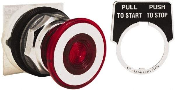 Schneider Electric - 30mm Mount Hole, Extended Straight, Pushbutton Switch Only - Round, Red Pushbutton, Maintained (MA), Weatherproof, Dust and Oil Resistant - USA Tool & Supply