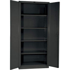 Hallowell - 4 Shelf Locking Storage Cabinet - Steel, 48" Wide x 24" Deep x 78" High, Gray - USA Tool & Supply