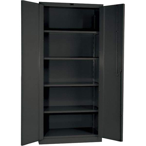 Hallowell - 4 Shelf Locking Storage Cabinet - Steel, 48" Wide x 24" Deep x 78" High, Gray - USA Tool & Supply