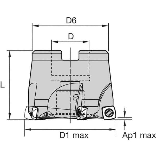 Kennametal - 9 Inserts, 63mm Cutter Diam, 1.5mm Max Depth of Cut, Indexable High-Feed Face Mill - 22mm Arbor Hole Diam, 40mm High, 7792VXD09 Toolholder, XD..090408 Inserts, Series 7792VX - USA Tool & Supply