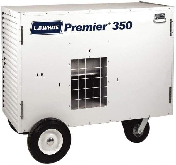 LB White - 350,000 BTU Rating, Two Stage Ductable Unit Heater - 9,000 Sq Ft Max Heating Area, 500 Gal Tank Capacity, Fuel with Propane - USA Tool & Supply