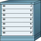 Bench-Standard Cabinet - 7 Drawers - 30 x 28-1/4 x 33-1/4" - Single Drawer Access - USA Tool & Supply