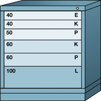 Bench-Standard Cabinet - 6 Drawers - 30 x 28-1/4 x 33-1/4" - Single Drawer Access - USA Tool & Supply