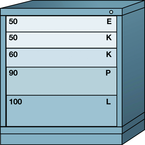 Bench-Standard Cabinet - 5 Drawers - 30 x 28-1/4 x 33-1/4" - Single Drawer Access - USA Tool & Supply