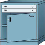 Bench-Standard Cabinet - 2 Drawers - Base Shelf - Adjustable Shelf - Lockable Swing Door - 30 x 28-1/4 x 33-1/4" - Multiple Drawer Access - USA Tool & Supply