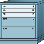 Bench-Standard Cabinet - 5 Drawers - 30 x 28-1/4 x 33-1/4" - Multiple Drawer Access - USA Tool & Supply