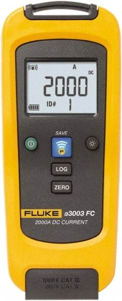 Fluke - A3003FC, CAT IV, CAT III, Digital Wireless Clamp Meter with 2.5197" Clamp On Jaws - 2000 AC/DC Amps, 2000 DC Amps, Measures Current - USA Tool & Supply