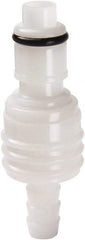 Parker - 1/4" Nominal Flow, 3/8" ID, Hose Barb Valved Inline Coupling Insert - 120 Max psi, -40 to 180°F, Acetal Copolymer Coupling, Nitrile O-Ring - USA Tool & Supply