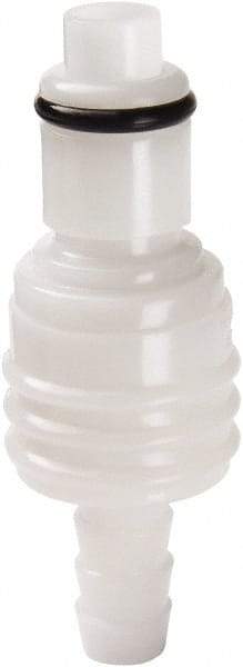 Parker - 1/8" Nominal Flow, 1/4" ID, Hose Barb Valved Inline Coupling Insert - 120 Max psi, -40 to 180°F, Acetal Copolymer/Stainless Steel Coupling, Nitrile O-Ring - USA Tool & Supply