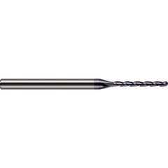 Ball End Mill: 0.118″ Dia, 1.42″ LOC, 3 Flute, Solid Carbide 3″ OAL, 1/8″ Shank Dia, 30 ° Helix, AlTiN Coated