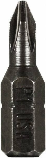 Montana - #1 Phillips Screwdriver Bit - 1/4" Hex Drive, 1" OAL - USA Tool & Supply