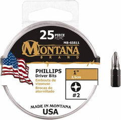 Montana - #2 Phillips Screwdriver Bit - 1/4" Hex Drive, 1" OAL - USA Tool & Supply