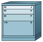 32.25 x 28.25 x 30'' (4 Drawers) - Pre-Engineered Modular Drawer Cabinet Bench Height (88 Compartments) - USA Tool & Supply