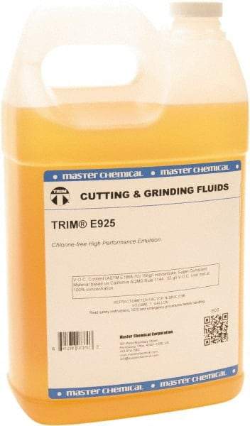 Master Fluid Solutions - Trim E925, 1 Gal Bottle Emulsion Fluid - Water Soluble, For Cutting, Drilling, Sawing, Grinding - USA Tool & Supply