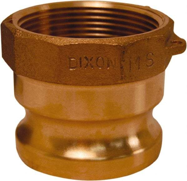 Dixon Valve & Coupling - 1-1/2" Brass Cam & Groove Suction & Discharge Hose Male Adapter Female NPT Thread - Part A, 1-1/2" Thread, 250 Max psi - USA Tool & Supply