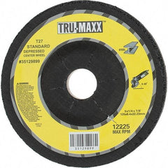 Tru-Maxx - 24 Grit, 5" Wheel Diam, 1/4" Wheel Thickness, 7/8" Arbor Hole, Type 27 Depressed Center Wheel - Coarse Grade, Aluminum Oxide, R Hardness, Compatible with Angle Grinder - USA Tool & Supply